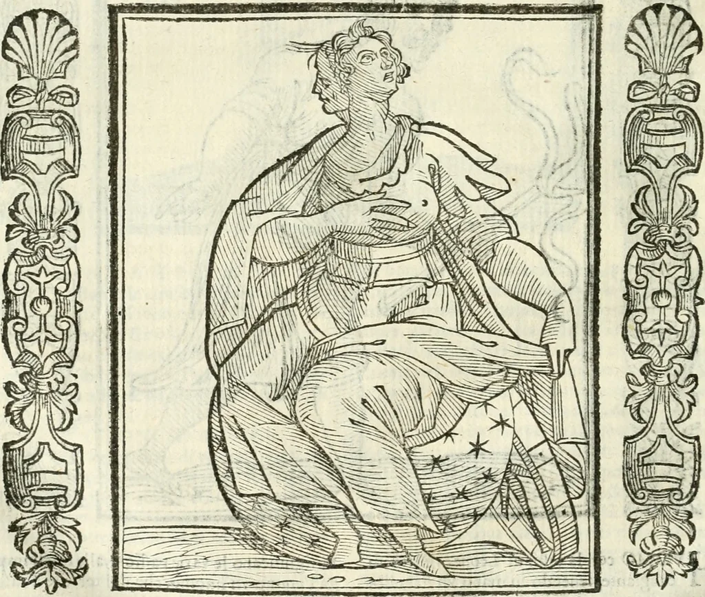 An illustration from Noua iconologia di Cesare Ripa perugino, caualier de SS. Mauritio & Lazzaro. Nella quale si descriuono diuerse imagini di virtù, vitij, affetti, passioni humane, arti, discipline, humori, elementi, corpi celesti, prouincie d'Italia, fiumi, tutte le parti del mondo, ed'altre infinite materie. Opera vtile ad oratori, predicatori, poeti, pittori, scultori, disegnatori, e ad'ogni studioso. Per inuentar concetti, emblemi, ed imprese, per diuisare qualsiuoglia apparato nuttiale, funerale, trionfale. Per rappresentar poemi drammatici, e per figurare co'suoi propij simboli ciò, che puo cadere in pensiero humano. Ampliata vltimamente dallo stesso auttore di trecento imagini, e arricchita di molti discorsi pieni di varia eruditione; con nuoui intagli, & con molti indici copiosi, 1618, leaf 575