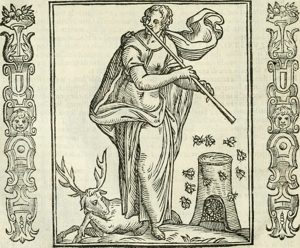 An illustration from Noua iconologia di Cesare Ripa perugino, caualier de SS. Mauritio & Lazzaro. Nella quale si descriuono diuerse imagini di virtù, vitij, affetti, passioni humane, arti, discipline, humori, elementi, corpi celesti, prouincie d'Italia, fiumi, tutte le parti del mondo, ed'altre infinite materie. Opera vtile ad oratori, predicatori, poeti, pittori, scultori, disegnatori, e ad'ogni studioso. Per inuentar concetti, emblemi, ed imprese, per diuisare qualsiuoglia apparato nuttiale, funerale, trionfale. Per rappresentar poemi drammatici, e per figurare co'suoi propij simboli ciò, che puo cadere in pensiero humano. Ampliata vltimamente dallo stesso auttore di trecento imagini, e arricchita di molti discorsi pieni di varia eruditione; con nuoui intagli, & con molti indici copiosi, 1618, leaf 59