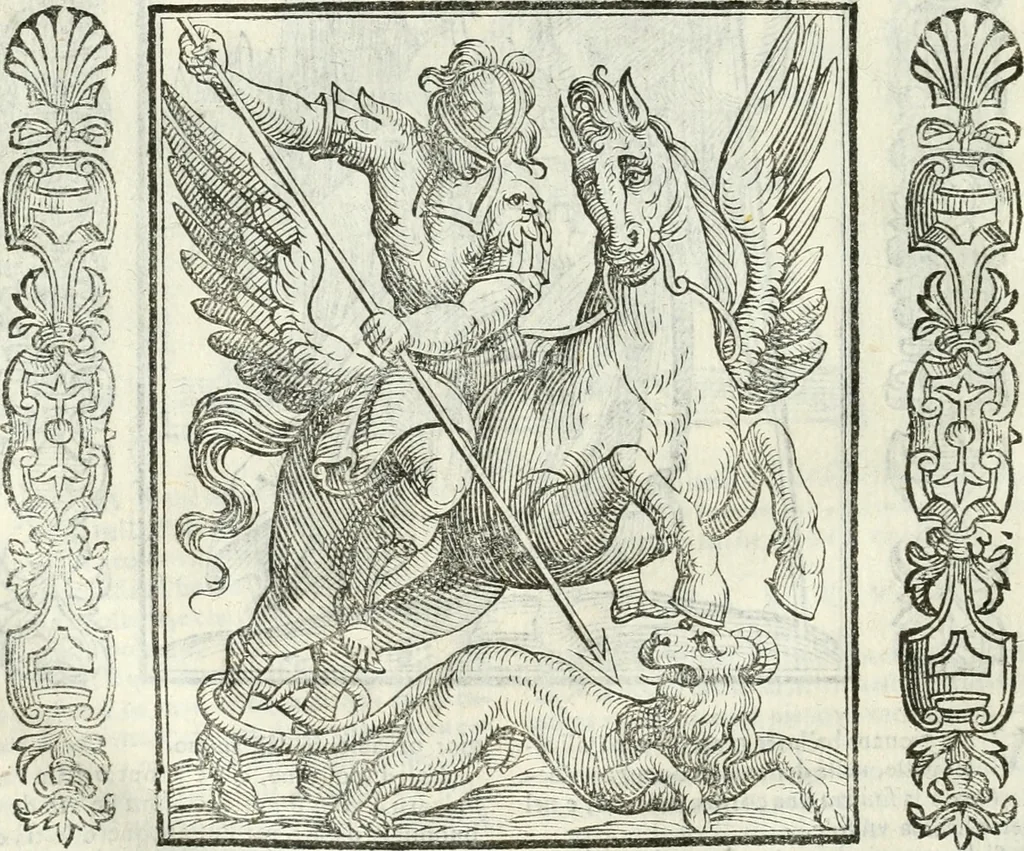 An illustration from Noua iconologia di Cesare Ripa perugino, caualier de SS. Mauritio & Lazzaro. Nella quale si descriuono diuerse imagini di virtù, vitij, affetti, passioni humane, arti, discipline, humori, elementi, corpi celesti, prouincie d'Italia, fiumi, tutte le parti del mondo, ed'altre infinite materie. Opera vtile ad oratori, predicatori, poeti, pittori, scultori, disegnatori, e ad'ogni studioso. Per inuentar concetti, emblemi, ed imprese, per diuisare qualsiuoglia apparato nuttiale, funerale, trionfale. Per rappresentar poemi drammatici, e per figurare co'suoi propij simboli ciò, che puo cadere in pensiero humano. Ampliata vltimamente dallo stesso auttore di trecento imagini, e arricchita di molti discorsi pieni di varia eruditione; con nuoui intagli, & con molti indici copiosi, 1618, leaf 617