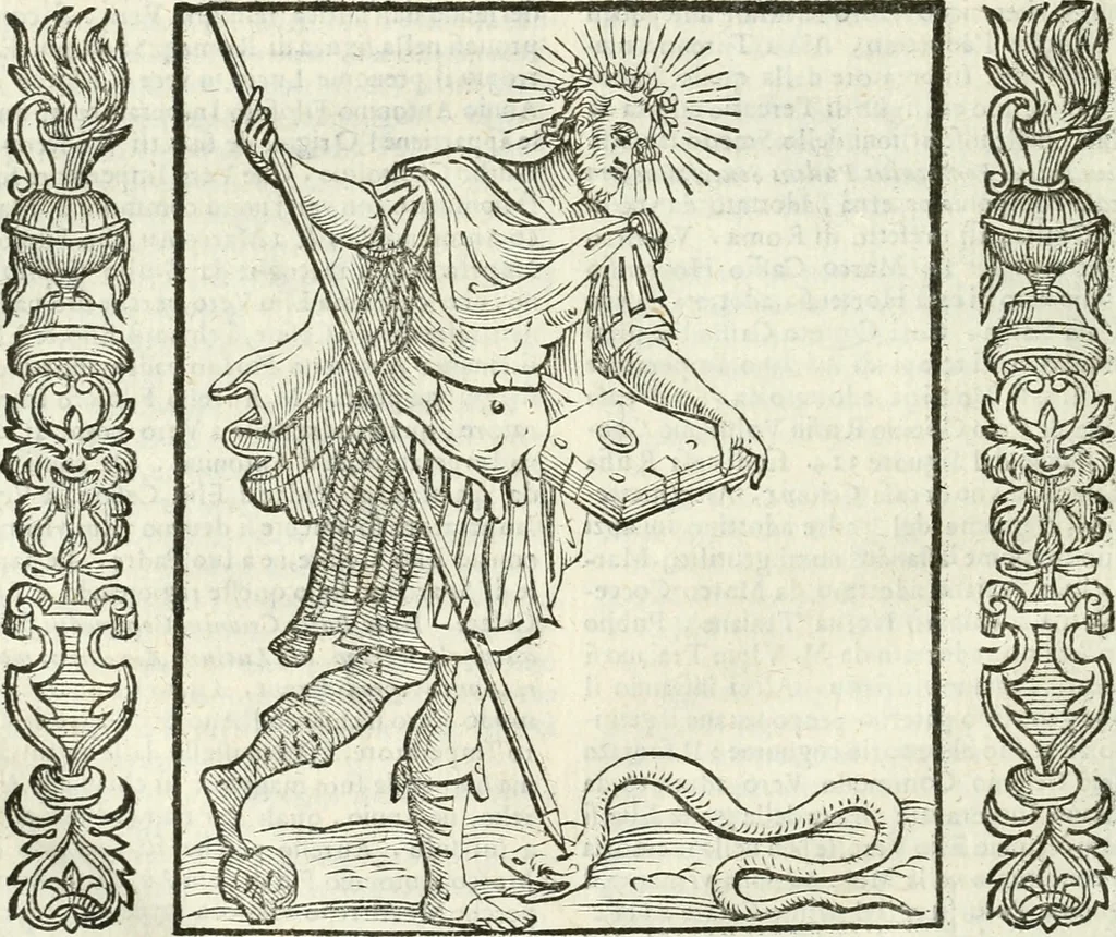 An illustration from Noua iconologia di Cesare Ripa perugino, caualier de SS. Mauritio & Lazzaro. Nella quale si descriuono diuerse imagini di virtù, vitij, affetti, passioni humane, arti, discipline, humori, elementi, corpi celesti, prouincie d'Italia, fiumi, tutte le parti del mondo, ed'altre infinite materie. Opera vtile ad oratori, predicatori, poeti, pittori, scultori, disegnatori, e ad'ogni studioso. Per inuentar concetti, emblemi, ed imprese, per diuisare qualsiuoglia apparato nuttiale, funerale, trionfale. Per rappresentar poemi drammatici, e per figurare co'suoi propij simboli ciò, che puo cadere in pensiero humano. Ampliata vltimamente dallo stesso auttore di trecento imagini, e arricchita di molti discorsi pieni di varia eruditione; con nuoui intagli, & con molti indici copiosi, 1618, leaf 637