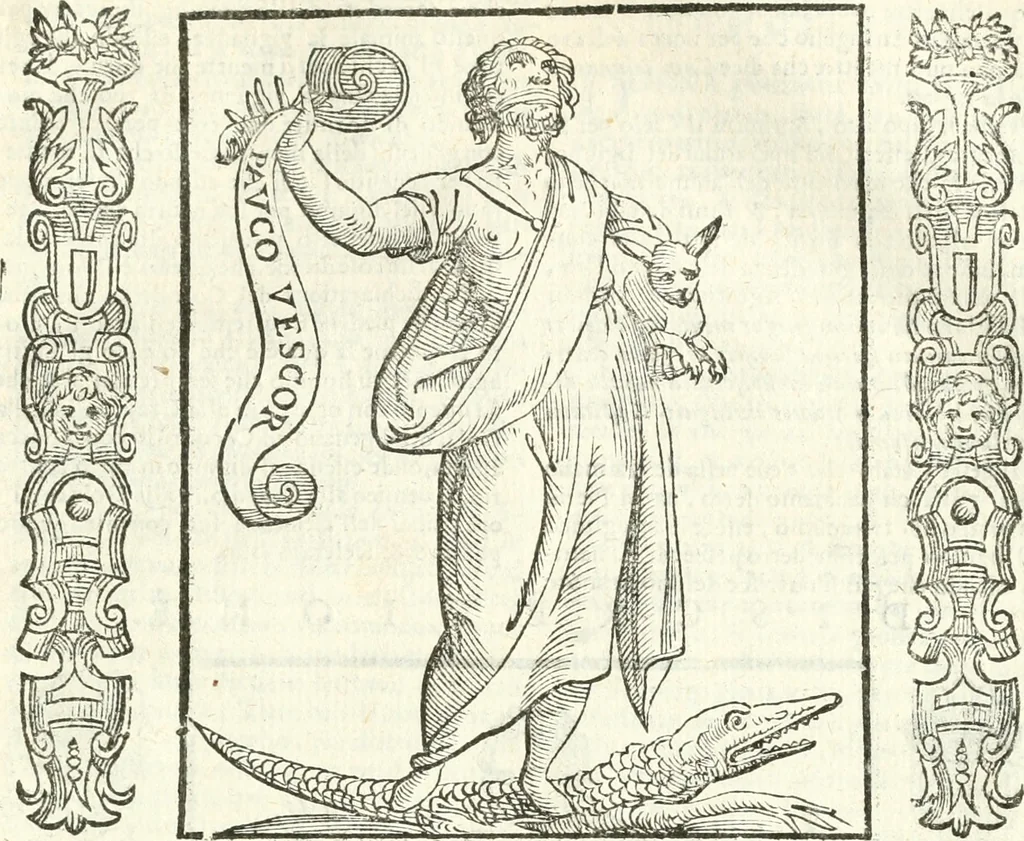 An illustration from Noua iconologia di Cesare Ripa perugino, caualier de SS. Mauritio & Lazzaro. Nella quale si descriuono diuerse imagini di virtù, vitij, affetti, passioni humane, arti, discipline, humori, elementi, corpi celesti, prouincie d'Italia, fiumi, tutte le parti del mondo, ed'altre infinite materie. Opera vtile ad oratori, predicatori, poeti, pittori, scultori, disegnatori, e ad'ogni studioso. Per inuentar concetti, emblemi, ed imprese, per diuisare qualsiuoglia apparato nuttiale, funerale, trionfale. Per rappresentar poemi drammatici, e per figurare co'suoi propij simboli ciò, che puo cadere in pensiero humano. Ampliata vltimamente dallo stesso auttore di trecento imagini, e arricchita di molti discorsi pieni di varia eruditione; con nuoui intagli, & con molti indici copiosi, 1618, leaf 642