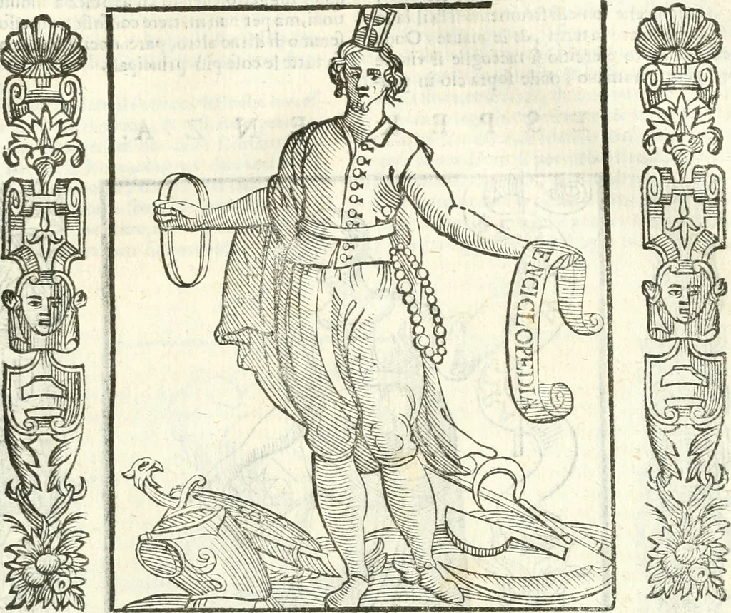An illustration from Noua iconologia di Cesare Ripa perugino, caualier de SS. Mauritio & Lazzaro. Nella quale si descriuono diuerse imagini di virtù, vitij, affetti, passioni humane, arti, discipline, humori, elementi, corpi celesti, prouincie d'Italia, fiumi, tutte le parti del mondo, ed'altre infinite materie. Opera vtile ad oratori, predicatori, poeti, pittori, scultori, disegnatori, e ad'ogni studioso. Per inuentar concetti, emblemi, ed imprese, per diuisare qualsiuoglia apparato nuttiale, funerale, trionfale. Per rappresentar poemi drammatici, e per figurare co'suoi propij simboli ciò, che puo cadere in pensiero humano. Ampliata vltimamente dallo stesso auttore di trecento imagini, e arricchita di molti discorsi pieni di varia eruditione; con nuoui intagli, & con molti indici copiosi, 1618, leaf 646