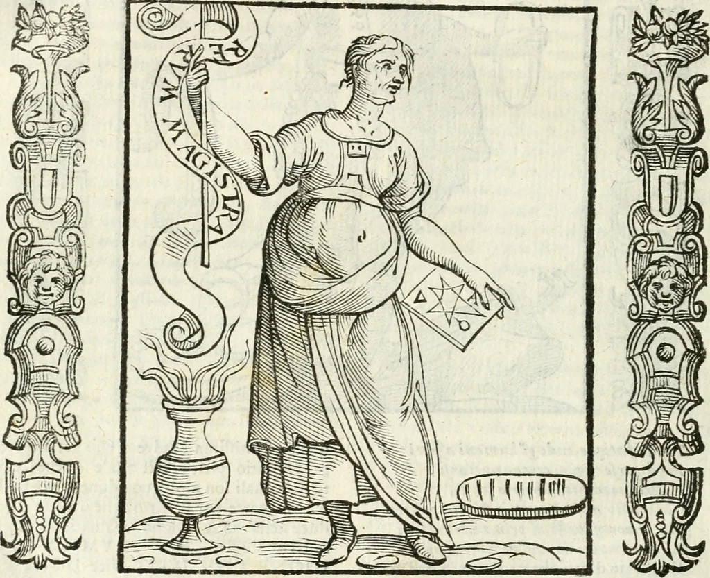 An illustration from Noua iconologia di Cesare Ripa perugino, caualier de SS. Mauritio & Lazzaro. Nella quale si descriuono diuerse imagini di virtù, vitij, affetti, passioni humane, arti, discipline, humori, elementi, corpi celesti, prouincie d'Italia, fiumi, tutte le parti del mondo, ed'altre infinite materie. Opera vtile ad oratori, predicatori, poeti, pittori, scultori, disegnatori, e ad'ogni studioso. Per inuentar concetti, emblemi, ed imprese, per diuisare qualsiuoglia apparato nuttiale, funerale, trionfale. Per rappresentar poemi drammatici, e per figurare co'suoi propij simboli ciò, che puo cadere in pensiero humano. Ampliata vltimamente dallo stesso auttore di trecento imagini, e arricchita di molti discorsi pieni di varia eruditione; con nuoui intagli, & con molti indici copiosi, 1618, leaf 647