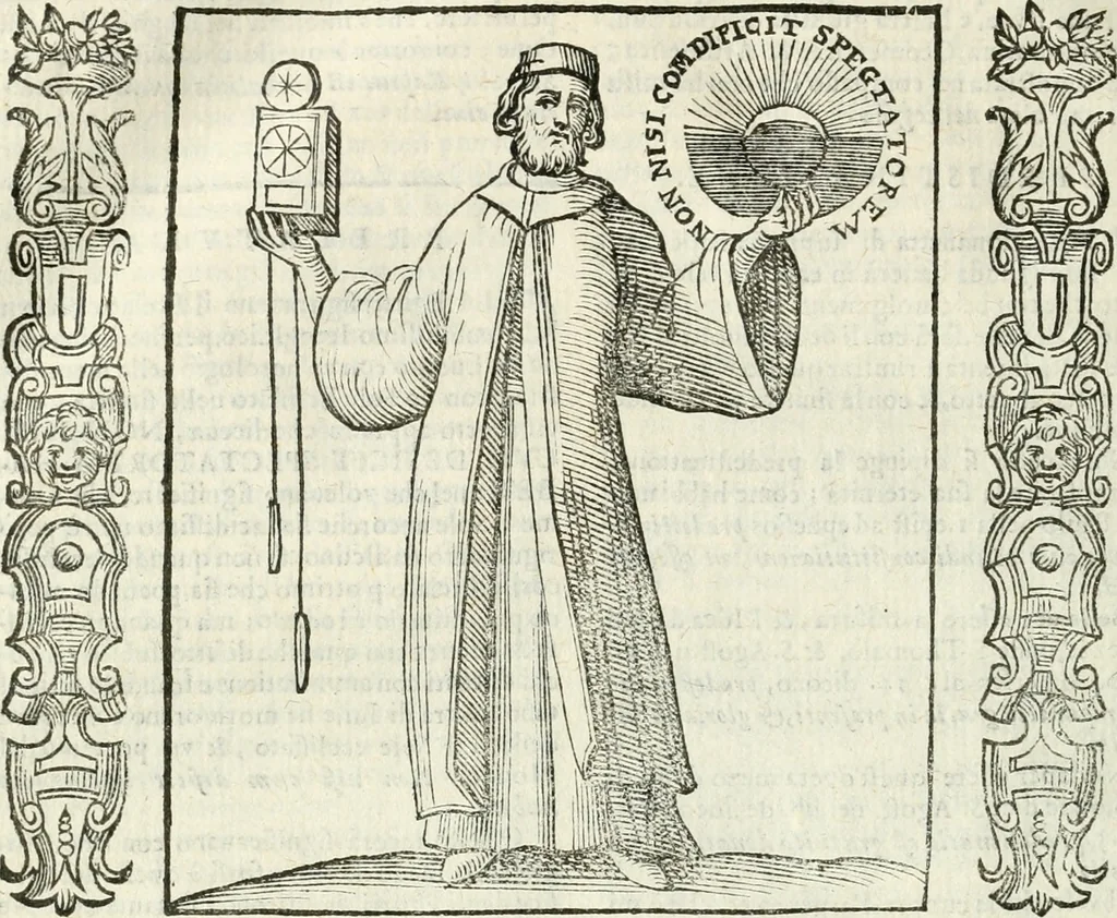 An illustration from Noua iconologia di Cesare Ripa perugino, caualier de SS. Mauritio & Lazzaro. Nella quale si descriuono diuerse imagini di virtù, vitij, affetti, passioni humane, arti, discipline, humori, elementi, corpi celesti, prouincie d'Italia, fiumi, tutte le parti del mondo, ed'altre infinite materie. Opera vtile ad oratori, predicatori, poeti, pittori, scultori, disegnatori, e ad'ogni studioso. Per inuentar concetti, emblemi, ed imprese, per diuisare qualsiuoglia apparato nuttiale, funerale, trionfale. Per rappresentar poemi drammatici, e per figurare co'suoi propij simboli ciò, che puo cadere in pensiero humano. Ampliata vltimamente dallo stesso auttore di trecento imagini, e arricchita di molti discorsi pieni di varia eruditione; con nuoui intagli, & con molti indici copiosi, 1618, leaf 667