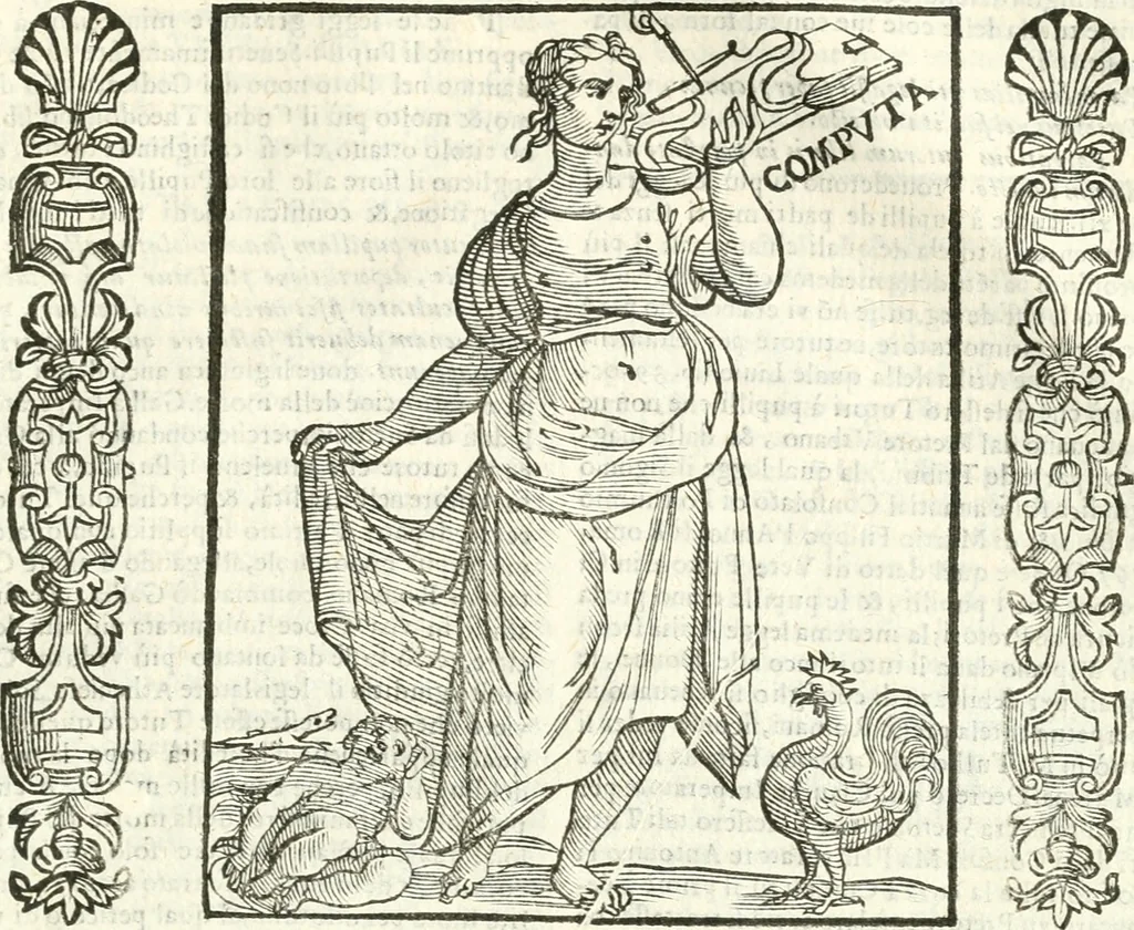 An illustration from Noua iconologia di Cesare Ripa perugino, caualier de SS. Mauritio & Lazzaro. Nella quale si descriuono diuerse imagini di virtù, vitij, affetti, passioni humane, arti, discipline, humori, elementi, corpi celesti, prouincie d'Italia, fiumi, tutte le parti del mondo, ed'altre infinite materie. Opera vtile ad oratori, predicatori, poeti, pittori, scultori, disegnatori, e ad'ogni studioso. Per inuentar concetti, emblemi, ed imprese, per diuisare qualsiuoglia apparato nuttiale, funerale, trionfale. Per rappresentar poemi drammatici, e per figurare co'suoi propij simboli ciò, che puo cadere in pensiero humano. Ampliata vltimamente dallo stesso auttore di trecento imagini, e arricchita di molti discorsi pieni di varia eruditione; con nuoui intagli, & con molti indici copiosi, 1618, leaf 686