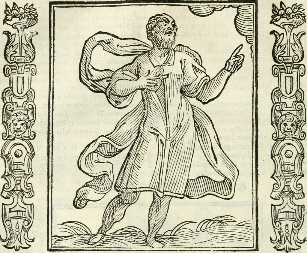 An illustration from Noua iconologia di Cesare Ripa perugino, caualier de SS. Mauritio & Lazzaro. Nella quale si descriuono diuerse imagini di virtù, vitij, affetti, passioni humane, arti, discipline, humori, elementi, corpi celesti, prouincie d'Italia, fiumi, tutte le parti del mondo, ed'altre infinite materie. Opera vtile ad oratori, predicatori, poeti, pittori, scultori, disegnatori, e ad'ogni studioso. Per inuentar concetti, emblemi, ed imprese, per diuisare qualsiuoglia apparato nuttiale, funerale, trionfale. Per rappresentar poemi drammatici, e per figurare co'suoi propij simboli ciò, che puo cadere in pensiero humano. Ampliata vltimamente dallo stesso auttore di trecento imagini, e arricchita di molti discorsi pieni di varia eruditione; con nuoui intagli, & con molti indici copiosi, 1618, leaf 71