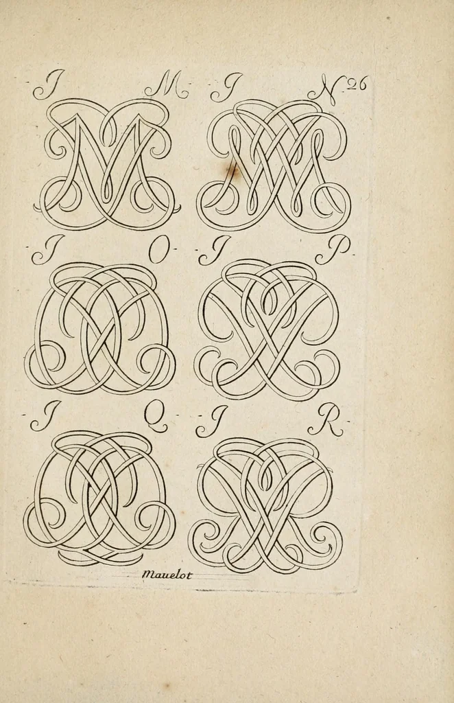 An illustration from Nouueau liure de chiffres, qui contient en general tous les noms et surnoms entrelassez par alphabet ..., 1680, leaf 103