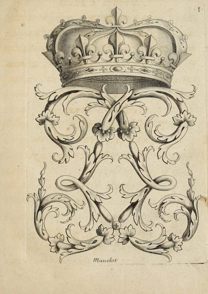 An illustration from Nouueau liure de chiffres, qui contient en general tous les noms et surnoms entrelassez par alphabet ..., 1680, leaf 11