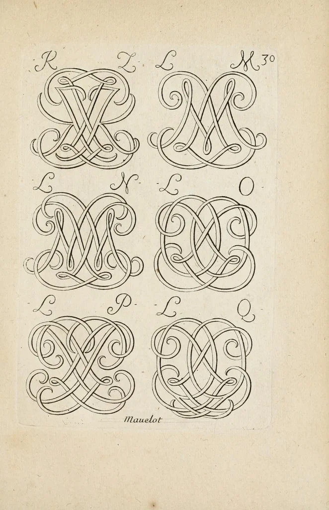 An illustration from Nouueau liure de chiffres, qui contient en general tous les noms et surnoms entrelassez par alphabet ..., 1680, leaf 111
