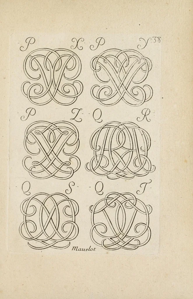 An illustration from Nouueau liure de chiffres, qui contient en general tous les noms et surnoms entrelassez par alphabet ..., 1680, leaf 127