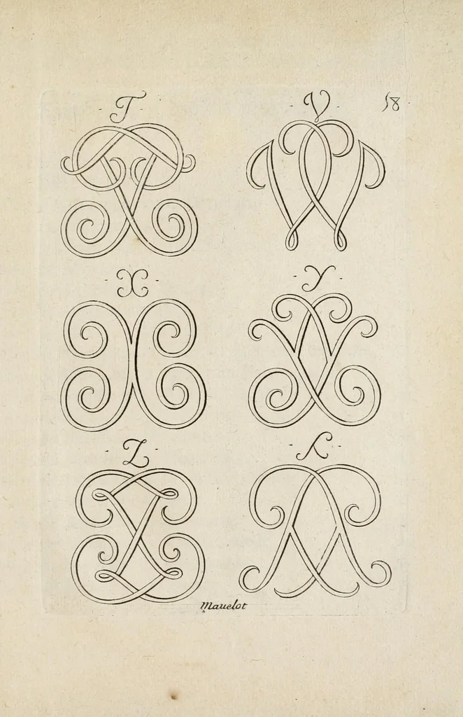 An illustration from Nouueau liure de chiffres, qui contient en general tous les noms et surnoms entrelassez par alphabet ..., 1680, leaf 167