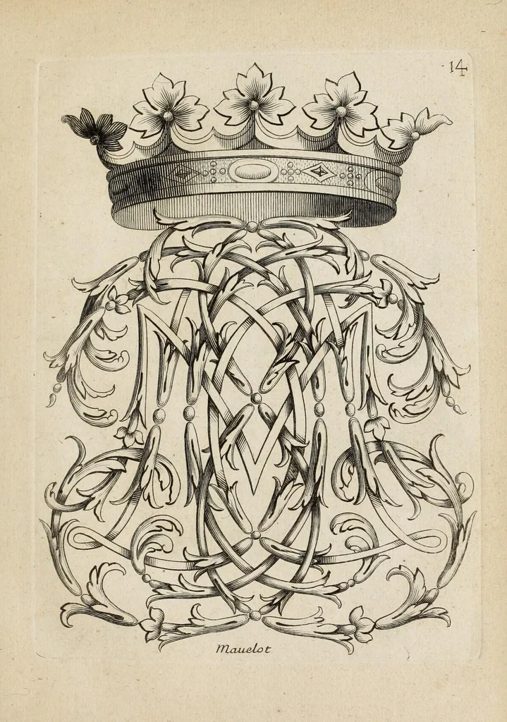 An illustration from Nouueau liure de chiffres, qui contient en general tous les noms et surnoms entrelassez par alphabet ..., 1680, leaf 37
