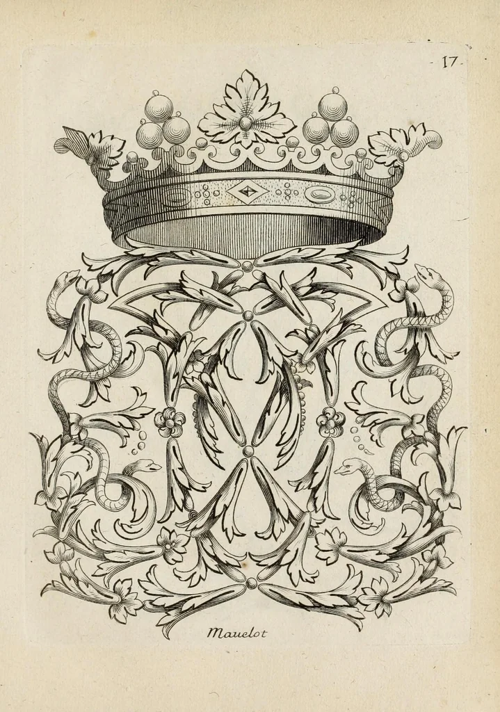 An illustration from Nouueau liure de chiffres, qui contient en general tous les noms et surnoms entrelassez par alphabet ..., 1680, leaf 43