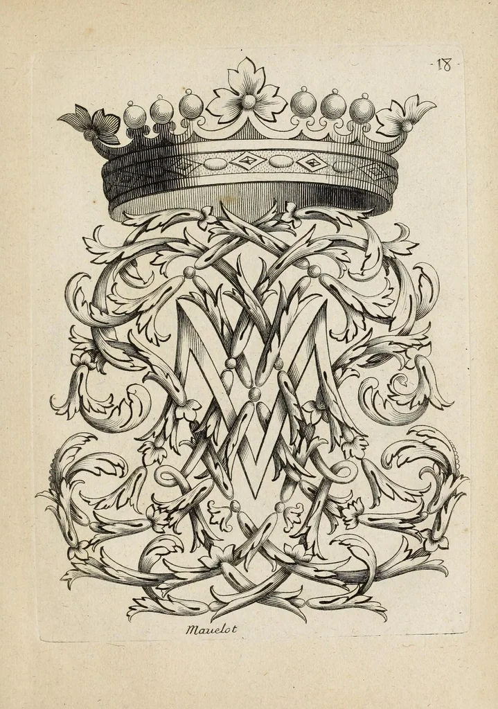 An illustration from Nouueau liure de chiffres, qui contient en general tous les noms et surnoms entrelassez par alphabet ..., 1680, leaf 45