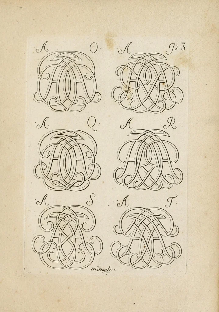 An illustration from Nouueau liure de chiffres, qui contient en general tous les noms et surnoms entrelassez par alphabet ..., 1680, leaf 57