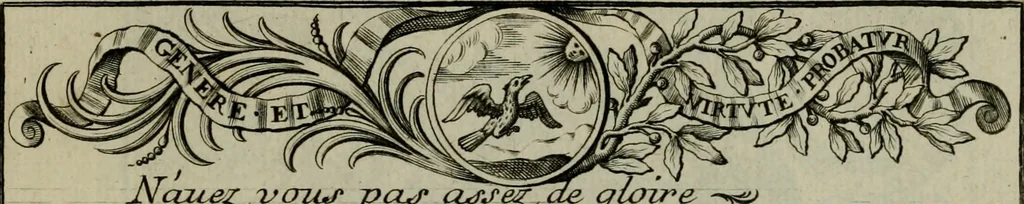An illustration from Nouveau livre de differens cartouches, couronnes, casques, supports et tenans, 1685, leaf 14