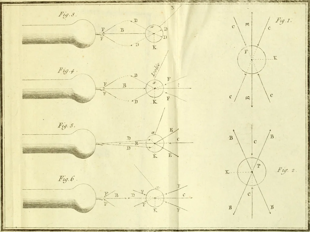 An illustration from Nouveau mécanisme de l'électricité : fondé sur les lois de l'équilbre & du mouvement, démontré par des expériences qui renversent le systême de l'électricité positive & négative : & qui établissent ses rapports avec le mécanisme caché de l'aimant, dont il explique les principaux phénomènes : et l'heureuse influence du fluide électrique dans le traitement des maladies nerveuses, 1802, leaf 342