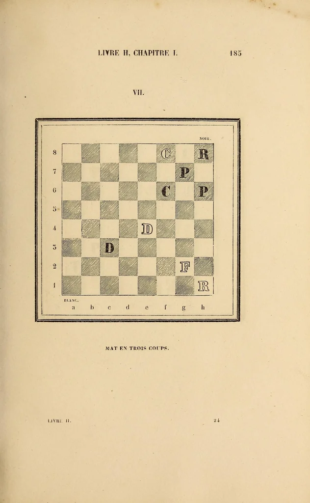 An illustration from Nouveau traité du jeu des échecs, 1842, leaf 213