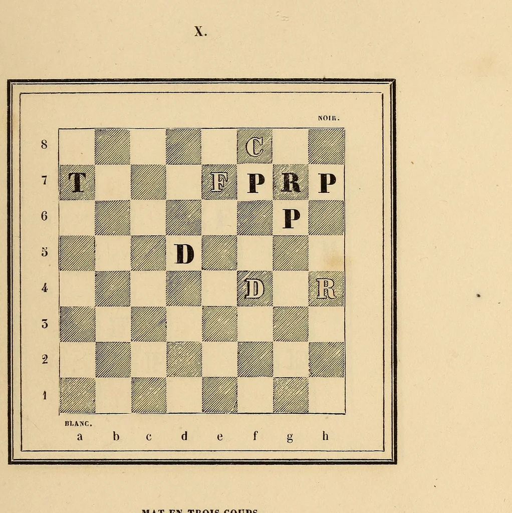 An illustration from Nouveau traité du jeu des échecs, 1842, leaf 219