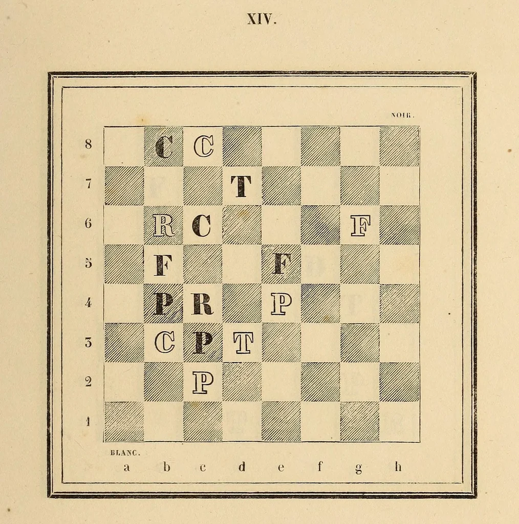 An illustration from Nouveau traité du jeu des échecs, 1842, leaf 227