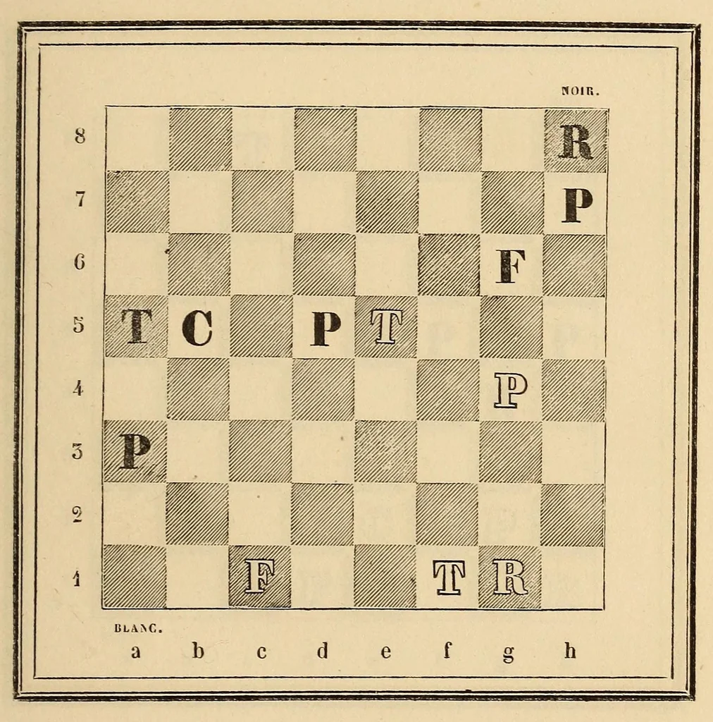 An illustration from Nouveau traité du jeu des échecs, 1842, leaf 263
