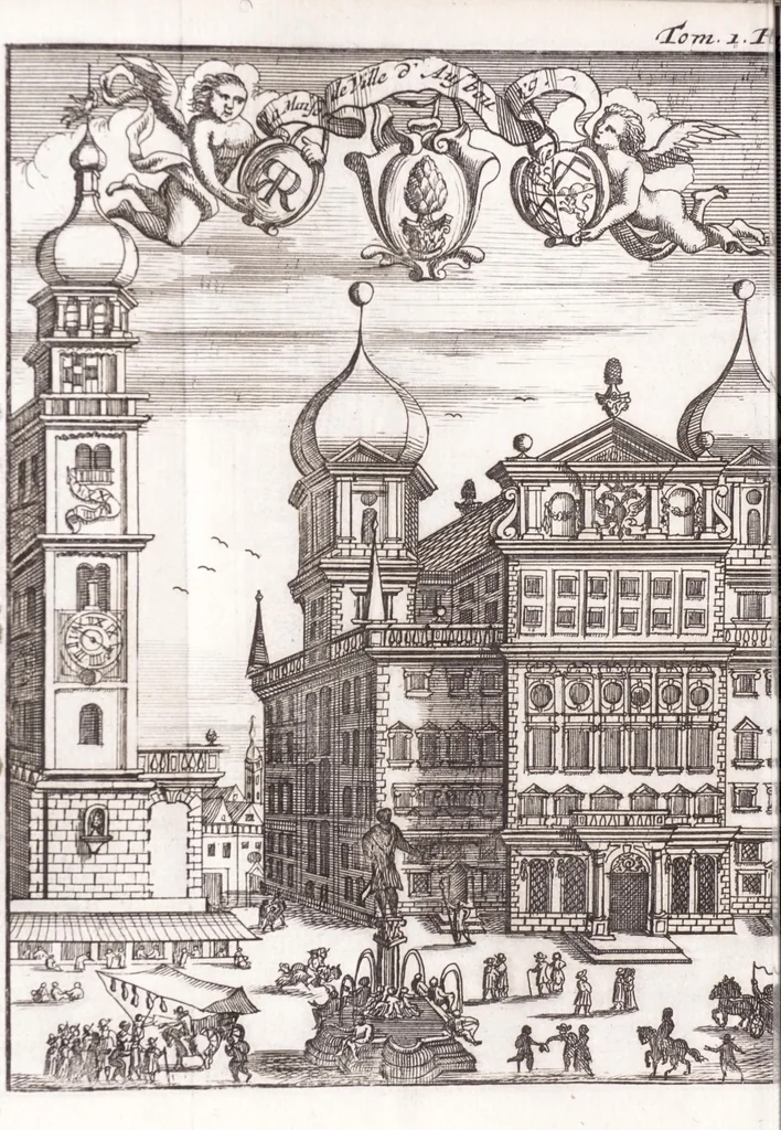 An illustration from Nouveau voyage d'Italie, avec un memoire contenant des avis utiles à ceux qui voudront faire le mesme voyage, 1698, leaf 128