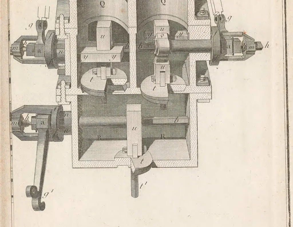 An illustration from Nouvelle architecture hydraulique : contenant l'art d'élever l'eau au moyen de différentes machines, de construire dans ce fluide, de le diriger, et généralement de l'appliquer, de diverses manieres, aux besoins de la société, 1790, leaf 365
