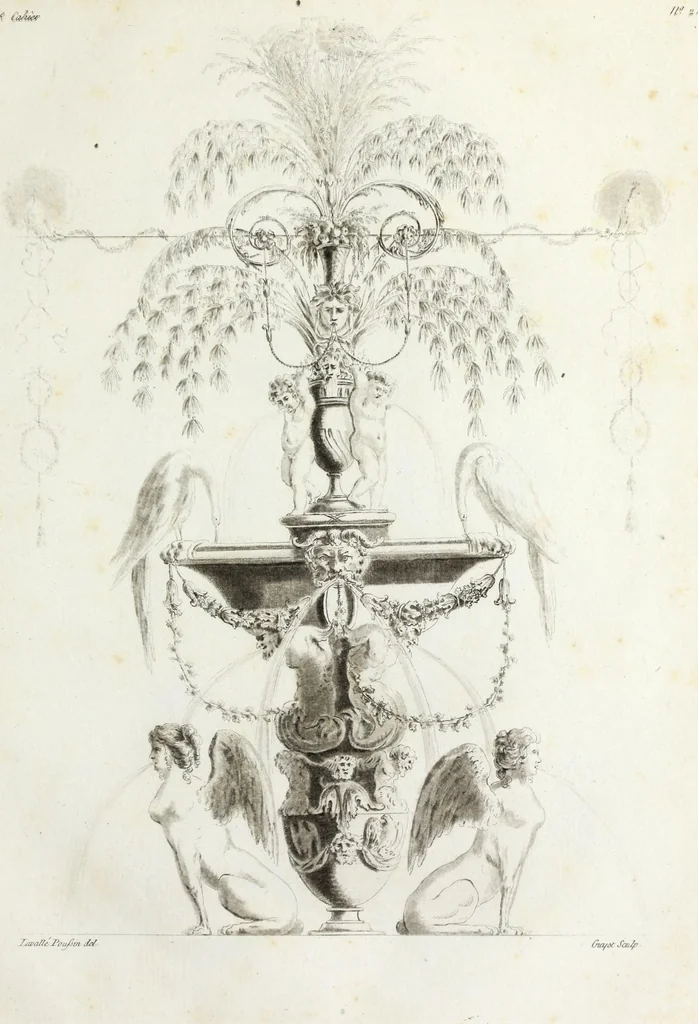 An illustration from Nouvelle collection d'arabesques, propres à la décoration des appartemens : dessinées à Rome par Lavallée Poussin et autres célèbres artistes modernes, et gravées par Guyot : précédée d'une notice historique sur le genre arabesque et d'une explication raisonnée des planches de la collection, 1810, leaf 24