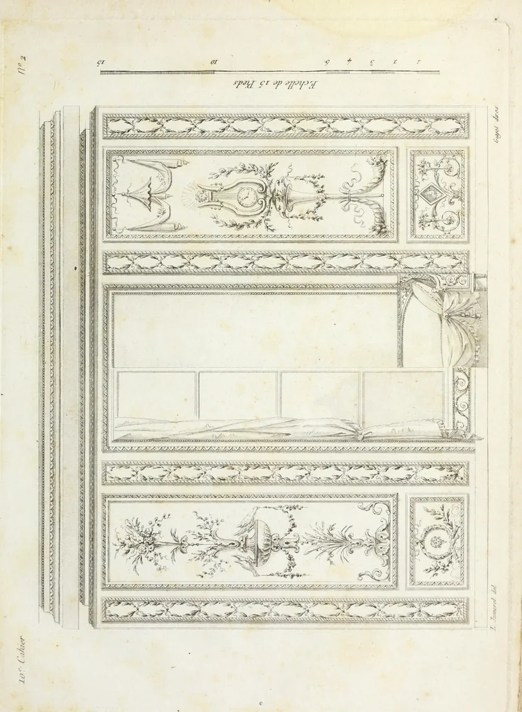 An illustration from Nouvelle collection d'arabesques, propres à la décoration des appartemens : dessinées à Rome par Lavallée Poussin et autres célèbres artistes modernes, et gravées par Guyot : précédée d'une notice historique sur le genre arabesque et d'une explication raisonnée des planches de la collection, 1810, leaf 88