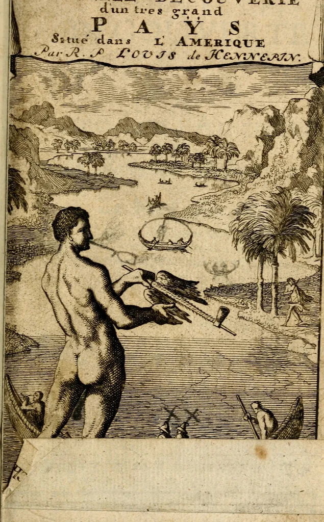 An illustration from Nouvelle decouverte d'un tres grand pays situé dans l'Amérique, entre le Nouveau Mexique, et la Mer Glaciale, avec les cartes, & les figures necessaires, & de plus l'histoire naturelle & morale, & les avantages, qu'on en peut tirer par l'établissem. des colon. Le tout dedie à Sa Majeste britannique. Guillaume III, 1698, leaf 4