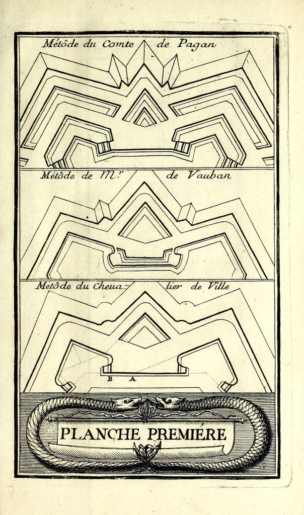 An illustration from Nouvelle maniere de fortifier les places, tirée des methodes du chevalier de Ville, du comte de Pagan, & de monsieur de Vauban : avec des remarques sur l'ordre renforcé, sur les desseins du capitaine Marchi, & sur ceux de M. Blondel, suivies de deux nouveaux desseins, 1689, leaf 307
