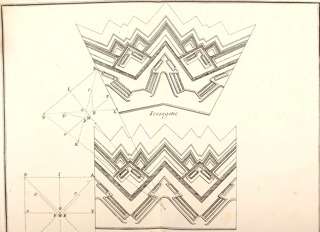 An illustration from Nouvelle maniere de fortifier les places, 1683, leaf 105