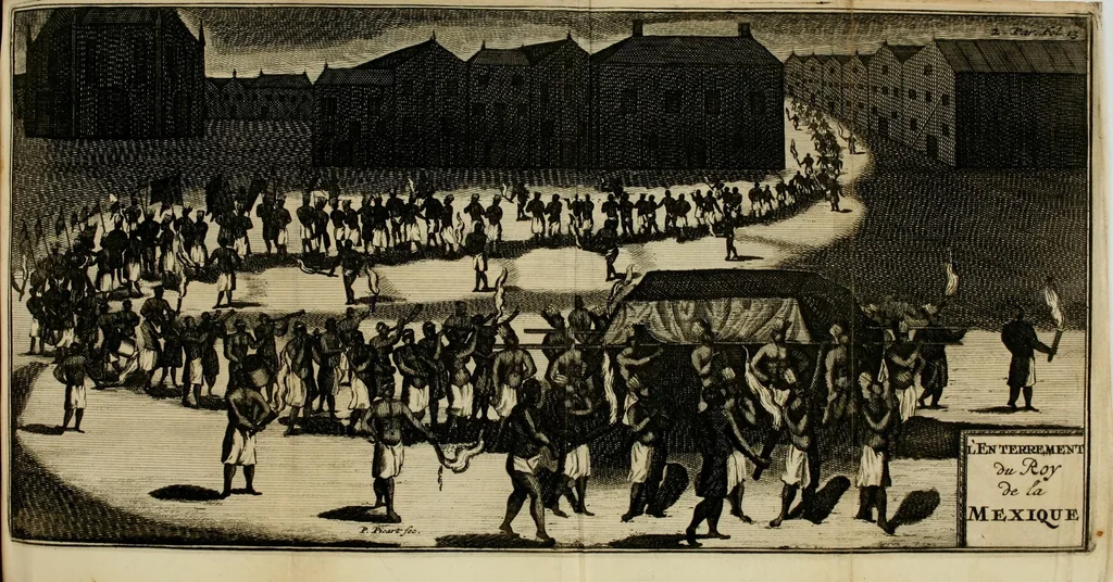 An illustration from Nouvelle relation, contenant les voyages de Thomas Gage dans la Nouvelle Espagne, ses diverses avantures; & son retour par la province de Nicaragua, jusques à la Havane. Avec la description de la ville de Mexique telle qu'elle estoit autrefois, & comme elle est à present. Ensemble une description exacte des terres & provinces que possedent les Espagnols en toute l'Amérique, de la forme de leur gouvernement ecclesiastique & politique, de leur commerce, de leurs moeurs, & de celles des criolles, des metifs, des mulatres, des Indiens, & des negres.., 1699, leaf 267