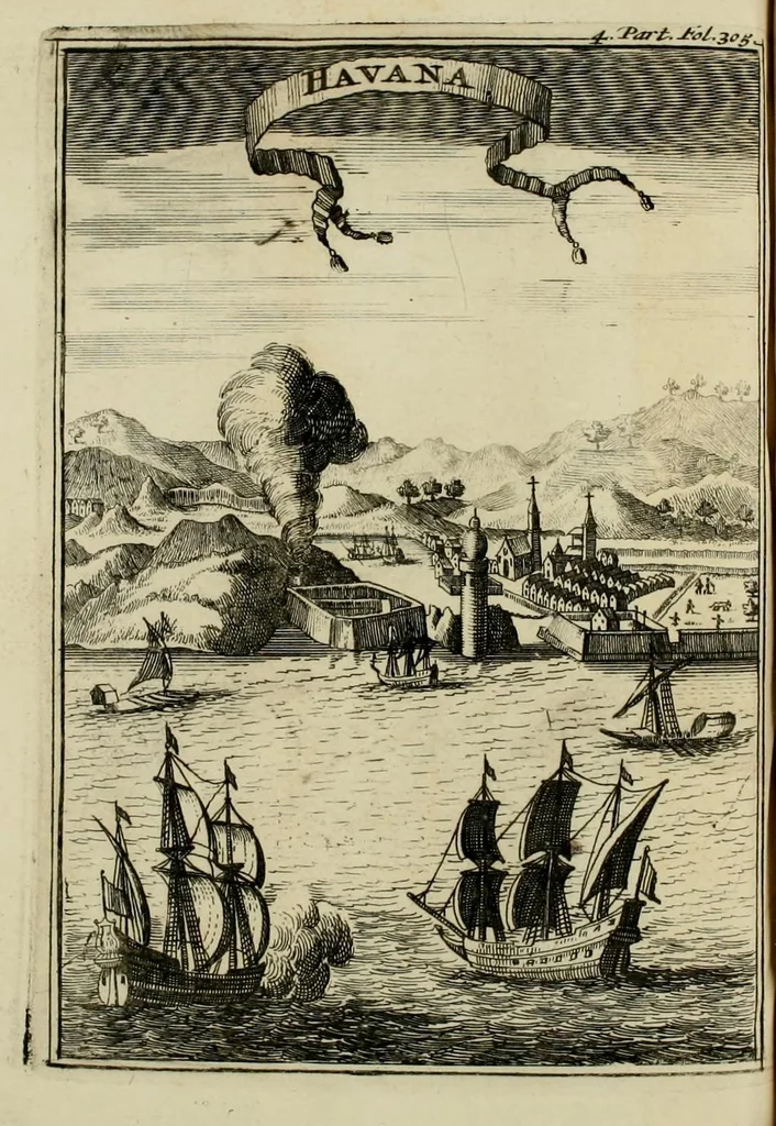 An illustration from Nouvelle relation, contenant les voyages de Thomas Gage dans la Nouvelle Espagne, ses diverses avantures; & son retour par la province de Nicaragua, jusques à la Havane. Avec la description de la ville de Mexique telle qu'elle estoit autrefois, & comme elle est à present. Ensemble une description exacte des terres & provinces que possedent les Espagnols en toute l'Amérique, de la forme de leur gouvernement ecclesiastique & politique, de leur commerce, de leurs moeurs, & de celles des criolles, des metifs, des mulatres, des Indiens, & des negres.., 1699, leaf 342