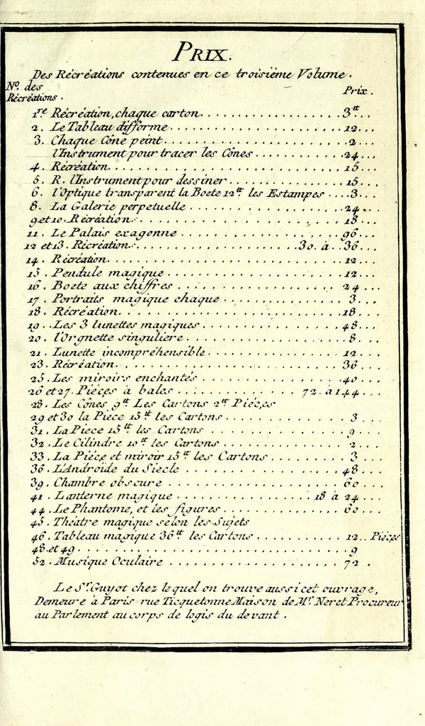 An illustration from Nouvelles récréations physiques et mathematiques : contenant toutes celles qui ont été découvertes & imaginées dans ces derniers temps, sur l'aiman, les nombres, l'optique, la chymie, &c., & quantité d'autres qui n'ont jamais été rendues publiques : ou l'on a joint leurs causes, leurs effets, la maniere de les construire, & l'amusement qu'on peut en tirer pour étonner agréablement ..., 1769, leaf 291