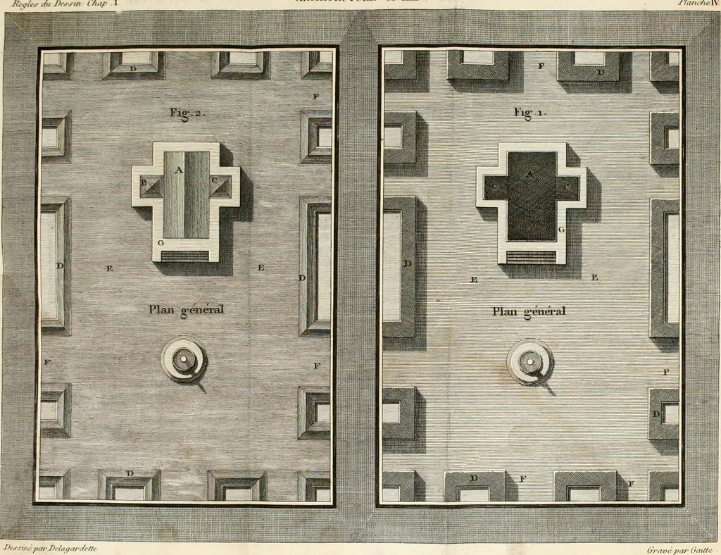 An illustration from Nouvelles règles pour la pratique du dessin et du lavis de l'architecture civile et militaire, 1803, leaf 209
