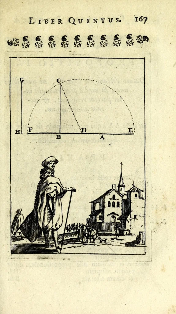 An illustration from Nova geometria, practica super charta et solo : libellus in quo nova traditur methodus, cujus ope facilis fit ac brevis, ad summa hujusce scientiae fastigia, cursus, 1692, leaf 179