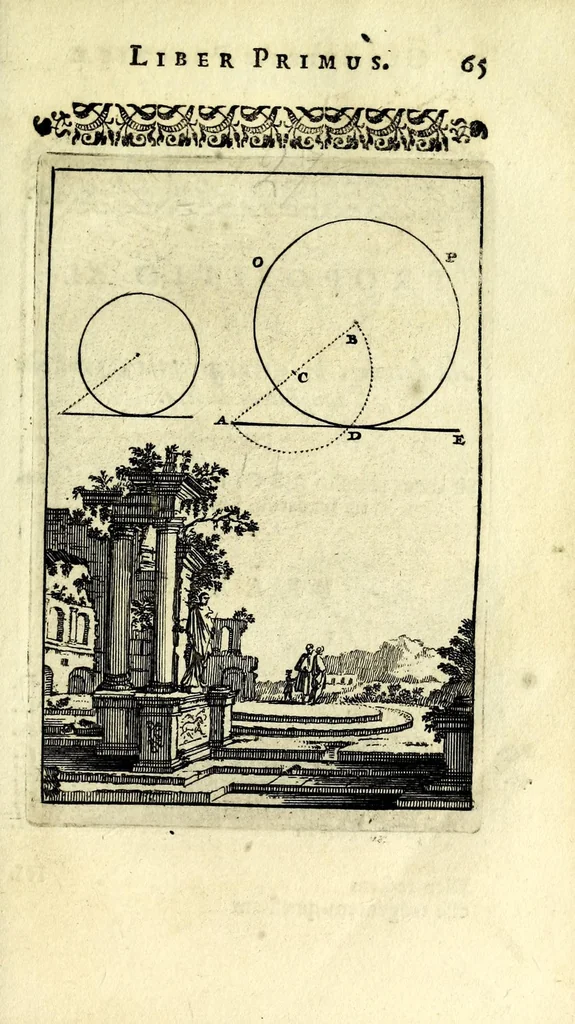 An illustration from Nova geometria, practica super charta et solo : libellus in quo nova traditur methodus, cujus ope facilis fit ac brevis, ad summa hujusce scientiae fastigia, cursus, 1692, leaf 77