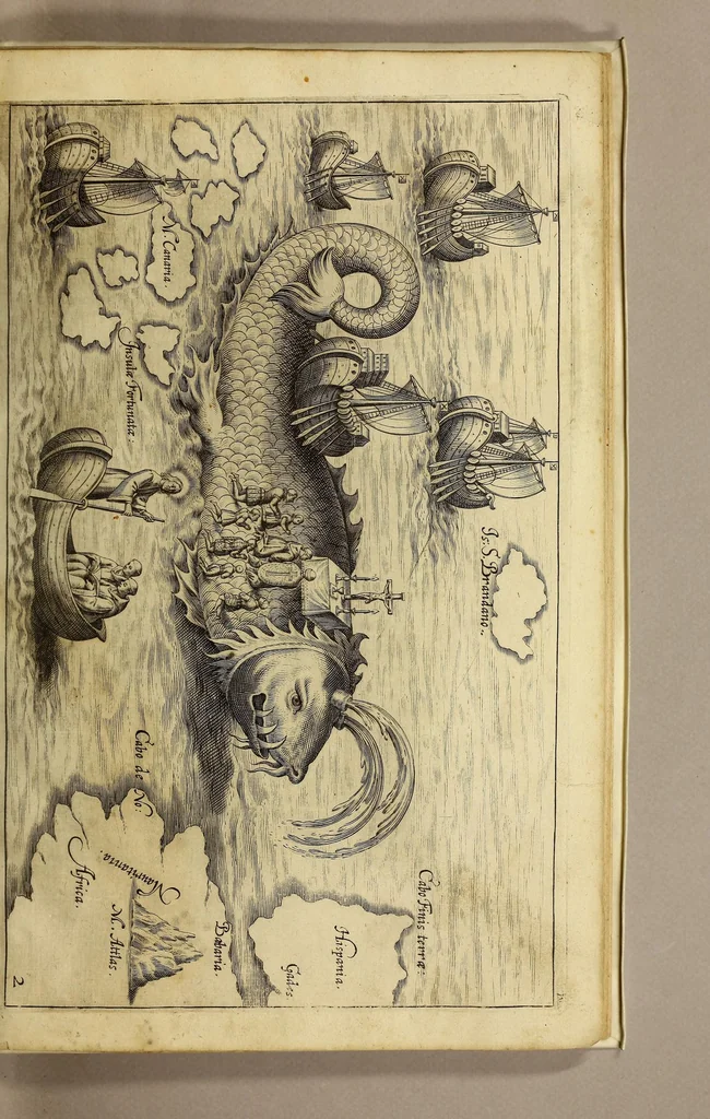 An illustration from Nova typis transacta navigatio. : Novi Orbis Indiæ Occidentalis admodum reverendissimorum PP. ... Dn. Buellii Cataloni abbatis montis Serrati, & in vniversam Americam, sive Novum Orbem sacræ sedis Apostolicæ Romanæ â latere legati, vicarij, ac patriarchæ : sociorumq[ue] monarchorum ex Ordine S.P.N. Benedicti ad suprà dicti Novi Mundi barbaras gentes Christi S. Evangelium prædicandi gratia delegatorum sacerdotum dimissi per S.D.D. Papam Alexandrum VI. Anno Christi. 1492. Nunc primum e varijs scriptoribus in vnum collecta, & figuris ornata., 1621, leaf 33
