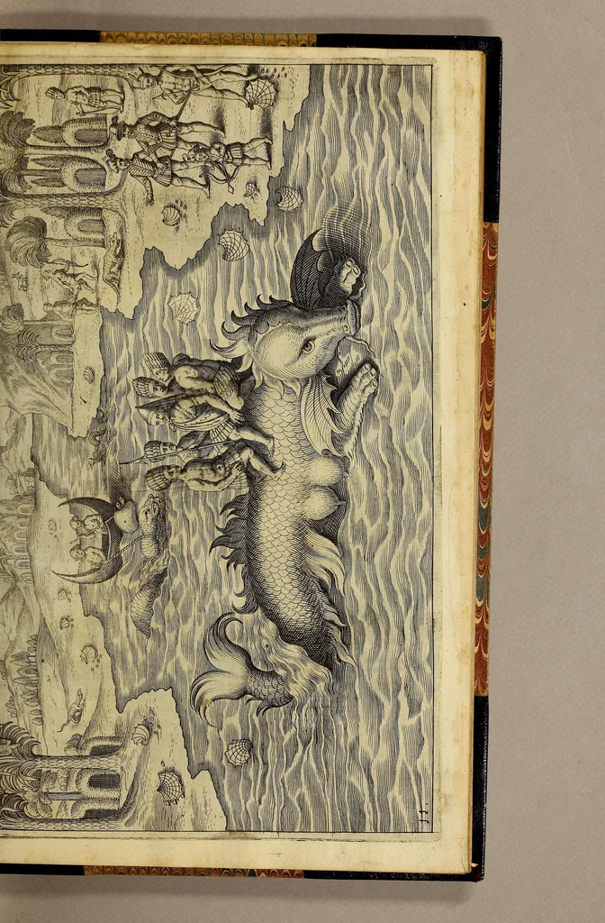 An illustration from Nova typis transacta navigatio. : Novi Orbis Indiæ Occidentalis admodum reverendissimorum PP. ... Dn. Buellii Cataloni abbatis montis Serrati, & in vniversam Americam, sive Novum Orbem sacræ sedis Apostolicæ Romanæ â latere legati, vicarij, ac patriarchæ : sociorumq[ue] monarchorum ex Ordine S.P.N. Benedicti ad suprà dicti Novi Mundi barbaras gentes Christi S. Evangelium prædicandi gratia delegatorum sacerdotum dimissi per S.D.D. Papam Alexandrum VI. Anno Christi. 1492. Nunc primum e varijs scriptoribus in vnum collecta, & figuris ornata., 1621, leaf 101