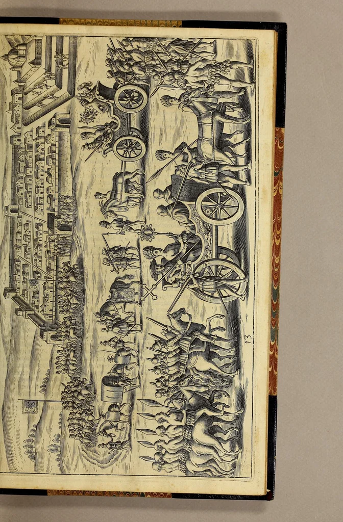 An illustration from Nova typis transacta navigatio. : Novi Orbis Indiæ Occidentalis admodum reverendissimorum PP. ... Dn. Buellii Cataloni abbatis montis Serrati, & in vniversam Americam, sive Novum Orbem sacræ sedis Apostolicæ Romanæ â latere legati, vicarij, ac patriarchæ : sociorumq[ue] monarchorum ex Ordine S.P.N. Benedicti ad suprà dicti Novi Mundi barbaras gentes Christi S. Evangelium prædicandi gratia delegatorum sacerdotum dimissi per S.D.D. Papam Alexandrum VI. Anno Christi. 1492. Nunc primum e varijs scriptoribus in vnum collecta, & figuris ornata., 1621, leaf 113