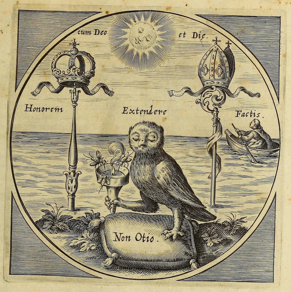 An illustration from Nova typis transacta navigatio. : Novi Orbis Indiæ Occidentalis admodum reverendissimorum PP. ... Dn. Buellii Cataloni abbatis montis Serrati, & in vniversam Americam, sive Novum Orbem sacræ sedis Apostolicæ Romanæ â latere legati, vicarij, ac patriarchæ : sociorumq[ue] monarchorum ex Ordine S.P.N. Benedicti ad suprà dicti Novi Mundi barbaras gentes Christi S. Evangelium prædicandi gratia delegatorum sacerdotum dimissi per S.D.D. Papam Alexandrum VI. Anno Christi. 1492. Nunc primum e varijs scriptoribus in vnum collecta, & figuris ornata., 1621, leaf 15