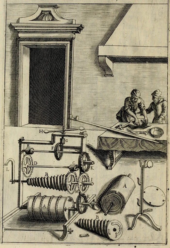 An illustration from Novo teatro di machine et edificii per uarie et sicure operationi : co[n] le loro figure tagliate in rame é la dichiaratione, e dimostratione di ciascuna : opera necesaria ad architetti, e a quelli, ch[e] di tale studio si dilettano, 1607, leaf 105