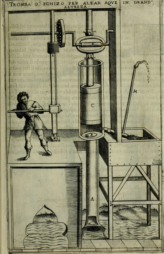 An illustration from Novo teatro di machine et edificii per uarie et sicure operationi : co[n] le loro figure tagliate in rame é la dichiaratione, e dimostratione di ciascuna : opera necesaria ad architetti, e a quelli, ch[e] di tale studio si dilettano, 1607, leaf 120