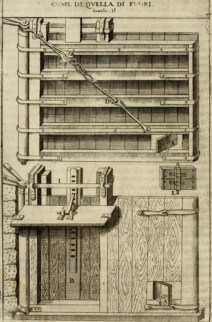 An illustration from Novo teatro di machine et edificii per uarie et sicure operationi : co[n] le loro figure tagliate in rame é la dichiaratione, e dimostratione di ciascuna : opera necesaria ad architetti, e a quelli, ch[e] di tale studio si dilettano, 1607, leaf 25