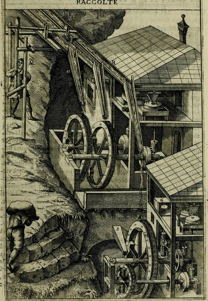 An illustration from Novo teatro di machine et edificii per uarie et sicure operationi : co[n] le loro figure tagliate in rame é la dichiaratione, e dimostratione di ciascuna : opera necesaria ad architetti, e a quelli, ch[e] di tale studio si dilettano, 1607, leaf 34