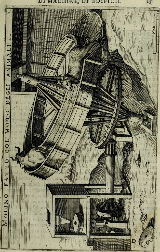 An illustration from Novo teatro di machine et edificii per uarie et sicure operationi : co[n] le loro figure tagliate in rame é la dichiaratione, e dimostratione di ciascuna : opera necesaria ad architetti, e a quelli, ch[e] di tale studio si dilettano, 1607, leaf 38