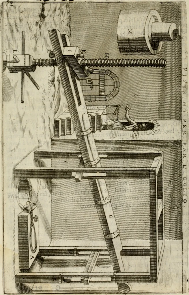 An illustration from Novo teatro di machine et edificii per uarie et sicure operationi : co[n] le loro figure tagliate in rame é la dichiaratione, e dimostratione di ciascuna : opera necesaria ad architetti, e a quelli, ch[e] di tale studio si dilettano, 1607, leaf 63