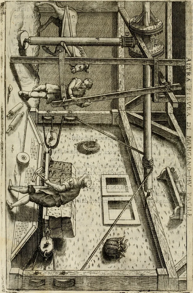 An illustration from Novo teatro di machine et edificii per uarie et sicure operationi : co[n] le loro figure tagliate in rame é la dichiaratione, e dimostratione di ciascuna : opera necesaria ad architetti, e a quelli, ch[e] di tale studio si dilettano, 1607, leaf 69