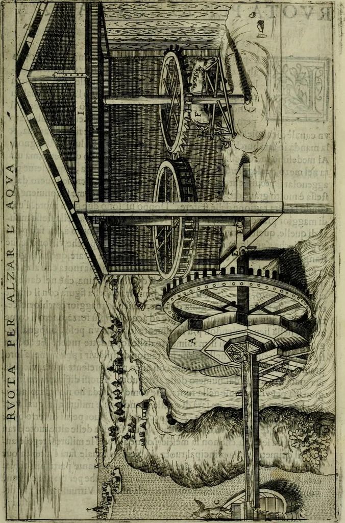 An illustration from Novo teatro di machine et edificii per uarie et sicure operationi : co[n] le loro figure tagliate in rame é la dichiaratione, e dimostratione di ciascuna : opera necesaria ad architetti, e a quelli, ch[e] di tale studio si dilettano, 1607, leaf 74